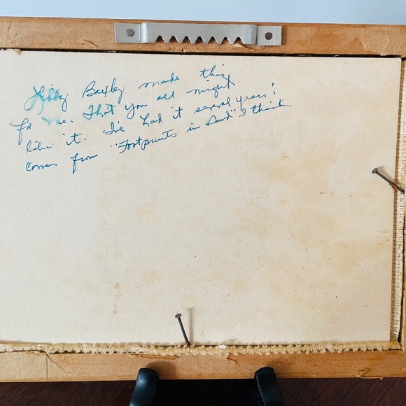 Vintage Framed "Footprints in the Sand" cross-stitch inspirational art - Picture 4 of 5